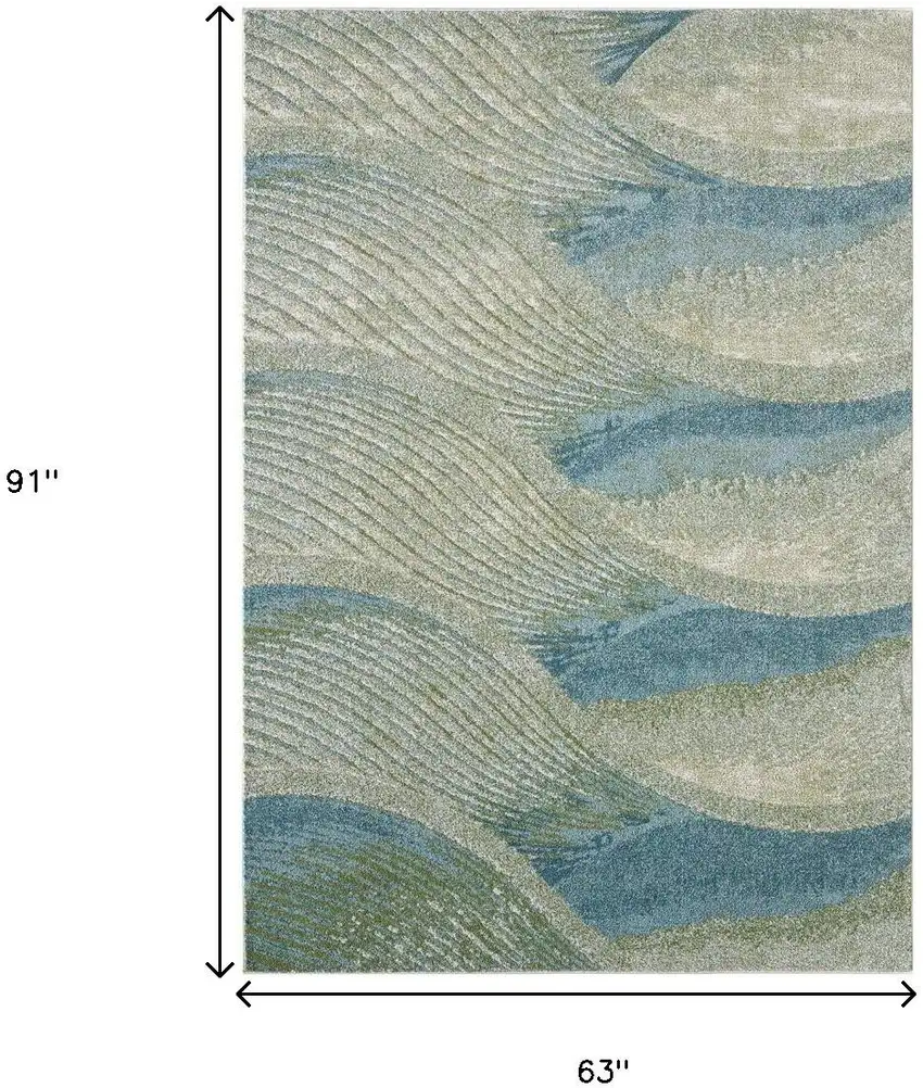 Beige Blue And Sage Abstract Area Rug Photo 3