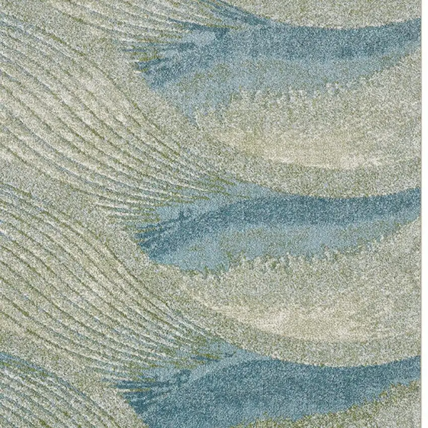 Beige Blue And Sage Abstract Area Rug Photo 6