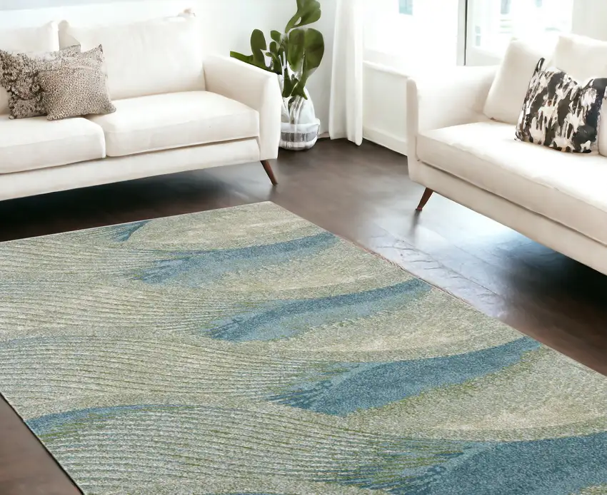 Blue Abstract Dhurrie Area Rug Photo 1