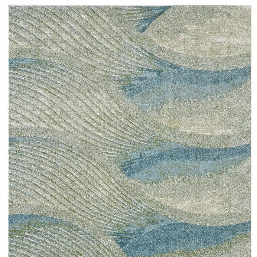 Beige Blue And Sage Abstract Area Rug Photo 6
