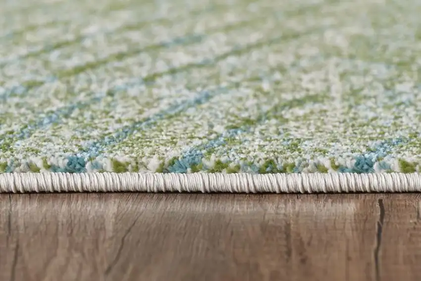 Blue Beige Abstract Waves Modern Area Rug Photo 3