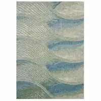 Photo of Blue Beige Abstract Waves Modern Area Rug