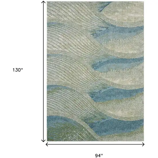 Beige Blue And Sage Abstract Area Rug Photo 3