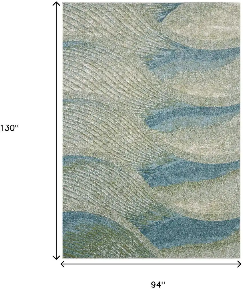 Beige Blue And Sage Abstract Area Rug Photo 3