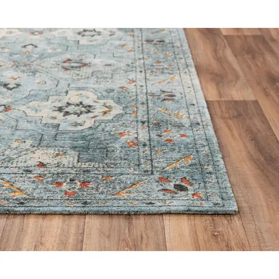 Blue Beige And Apricot New Zealand Lambs Wool Oriental Hand Carved Handmade Area Rug Photo 3