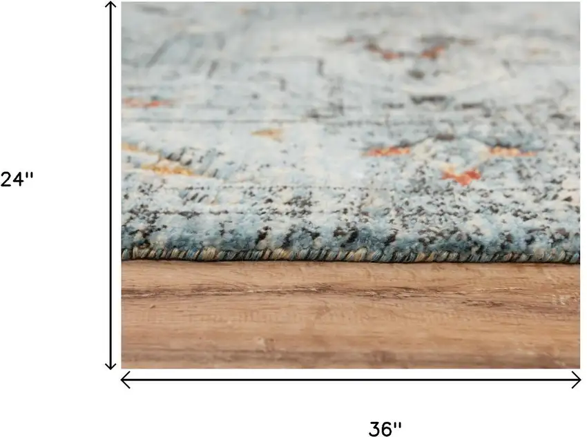 Blue Beige And Apricot New Zealand Lambs Wool Oriental Hand Carved Handmade Area Rug Photo 6