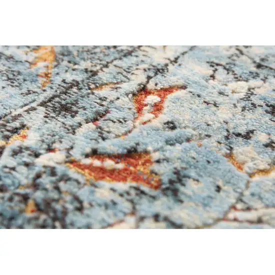 Blue Beige And Apricot New Zealand Lambs Wool Oriental Hand Carved Handmade Area Rug Photo 4