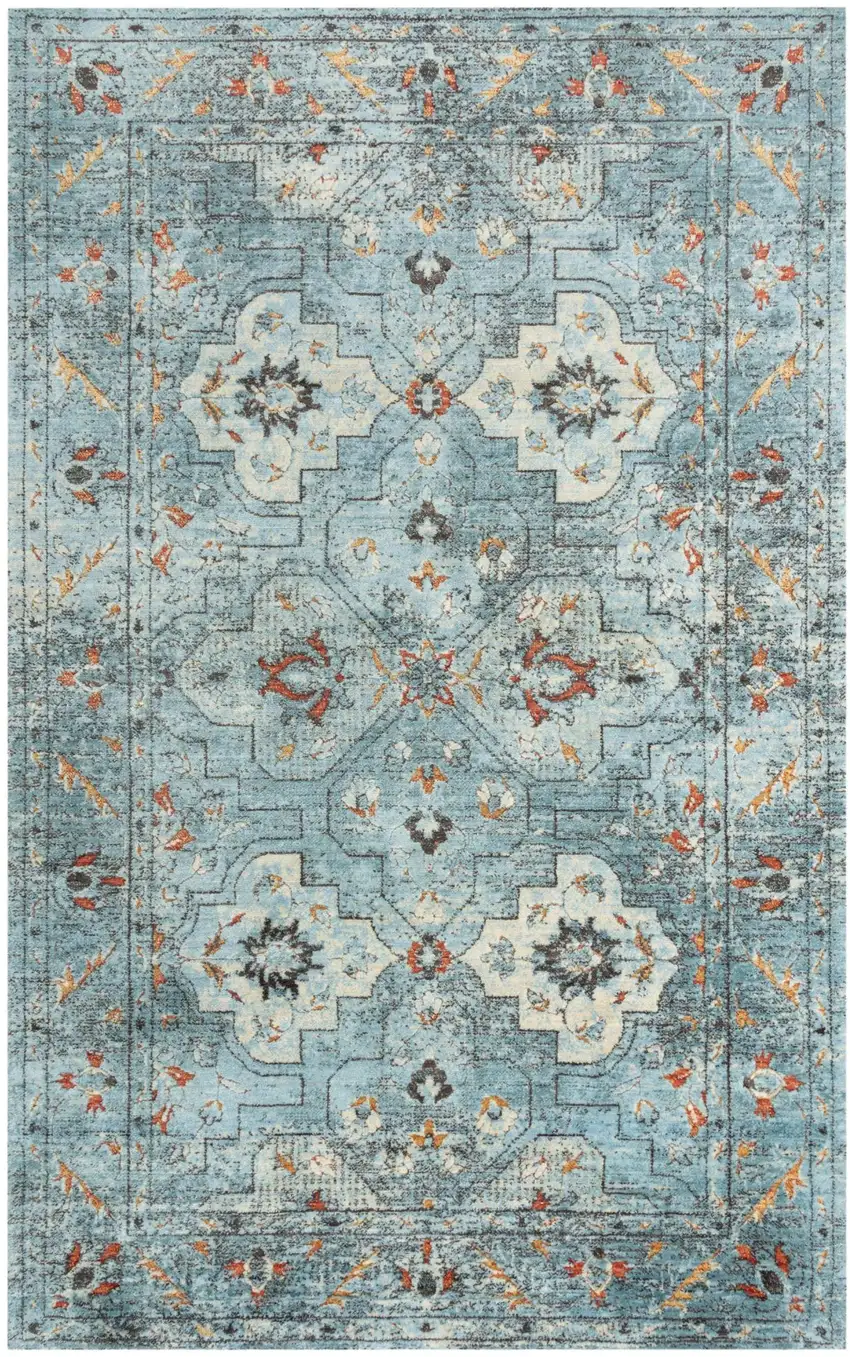 Blue Beige And Apricot New Zealand Lambs Wool Oriental Hand Carved Handmade Area Rug Photo 2