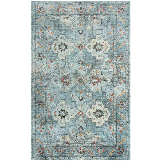 Blue Beige And Apricot New Zealand Lambs Wool Oriental Hand Carved Handmade Area Rug Photo 2