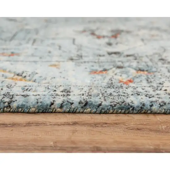 Blue Beige And Apricot New Zealand Lambs Wool Oriental Hand Carved Handmade Area Rug Photo 1
