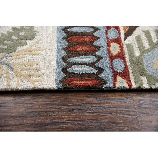 Blue Beige And Brown Wool Southwestern Hand Tufted Area Rug Photo 5