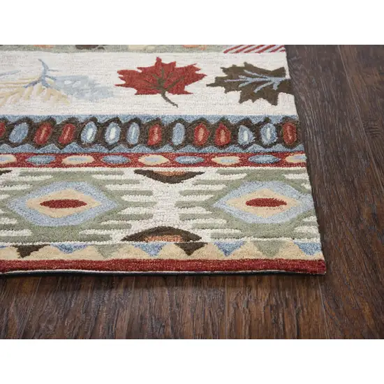 Blue Beige And Brown Wool Southwestern Hand Tufted Area Rug Photo 3