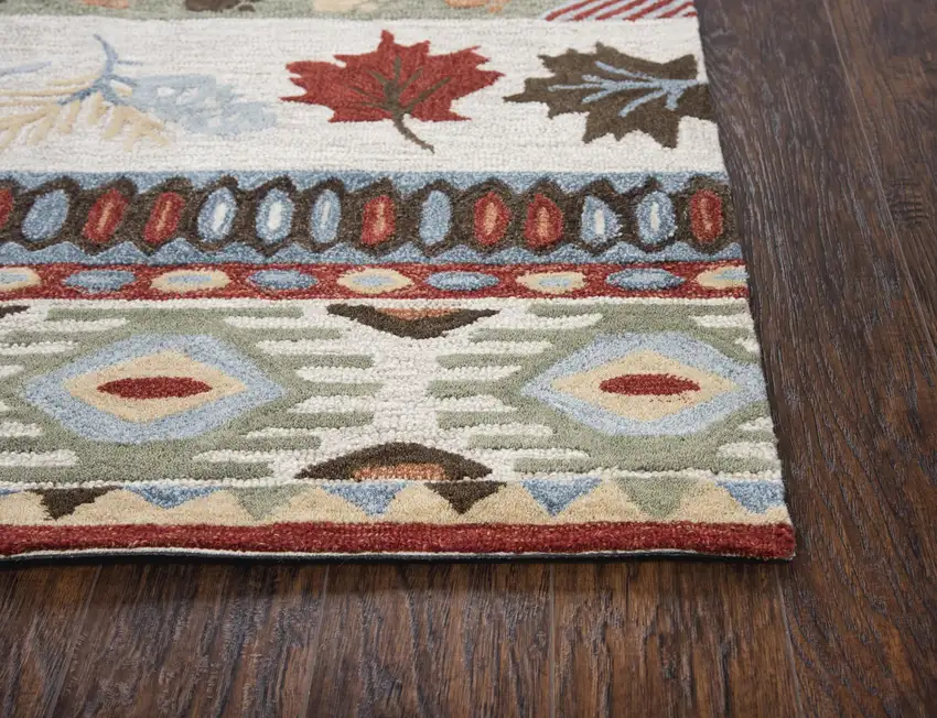 Blue Beige And Brown Wool Southwestern Hand Tufted Area Rug Photo 3