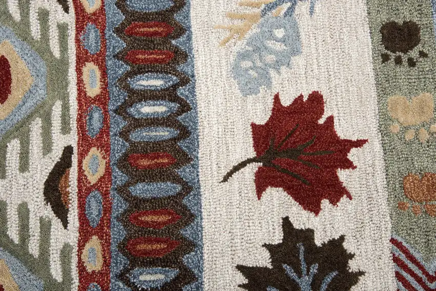 Blue Beige And Brown Wool Southwestern Hand Tufted Area Rug Photo 1
