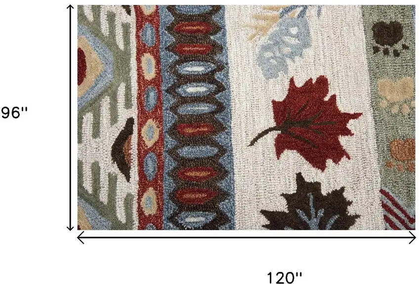 Blue Beige And Brown Wool Southwestern Hand Tufted Area Rug Photo 6