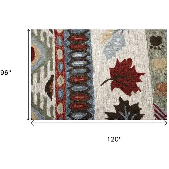 Blue Beige And Brown Wool Southwestern Hand Tufted Area Rug Photo 6