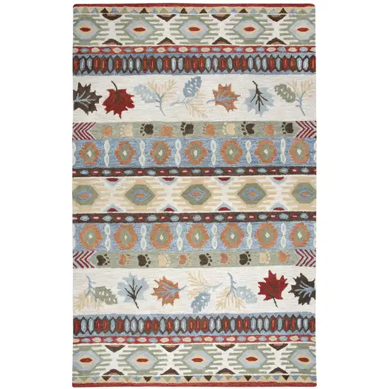 Blue Beige And Brown Wool Southwestern Hand Tufted Area Rug Photo 2