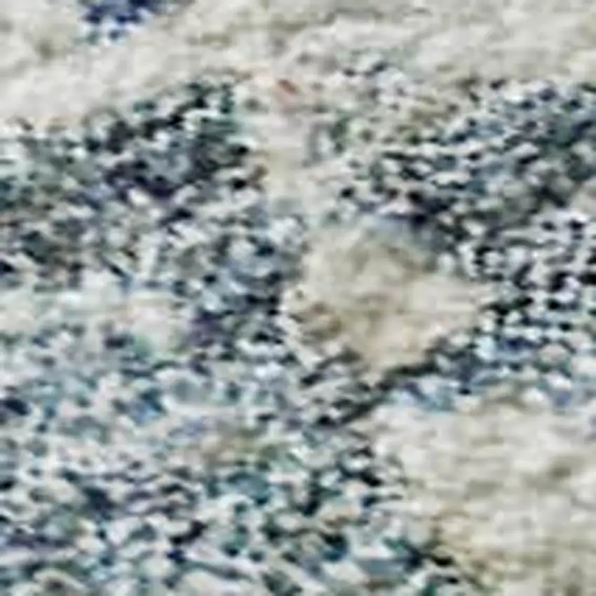 Blue Beige And Gold Abstract Washable Area Rug With UV Protection Photo 2