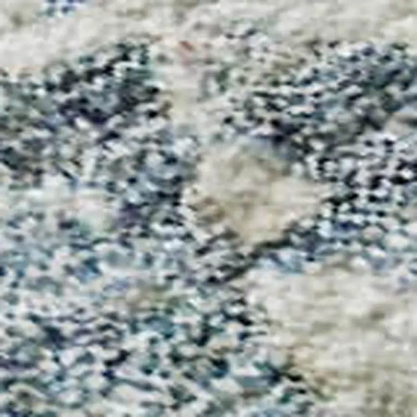 Blue Beige And Gold Abstract Washable Area Rug With UV Protection Photo 2