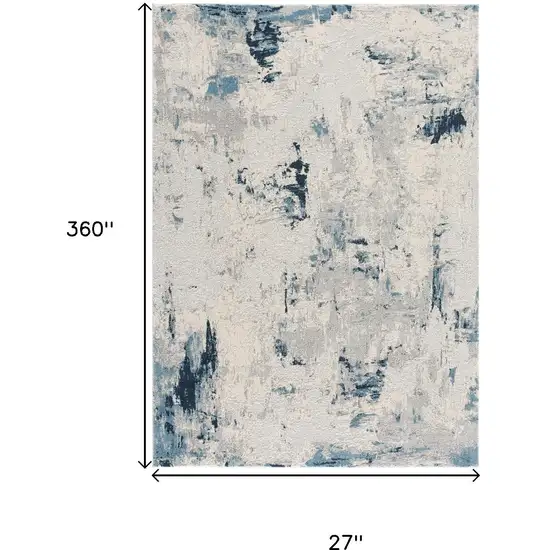 Blue Beige And Gray Abstract Area Rug Photo 5
