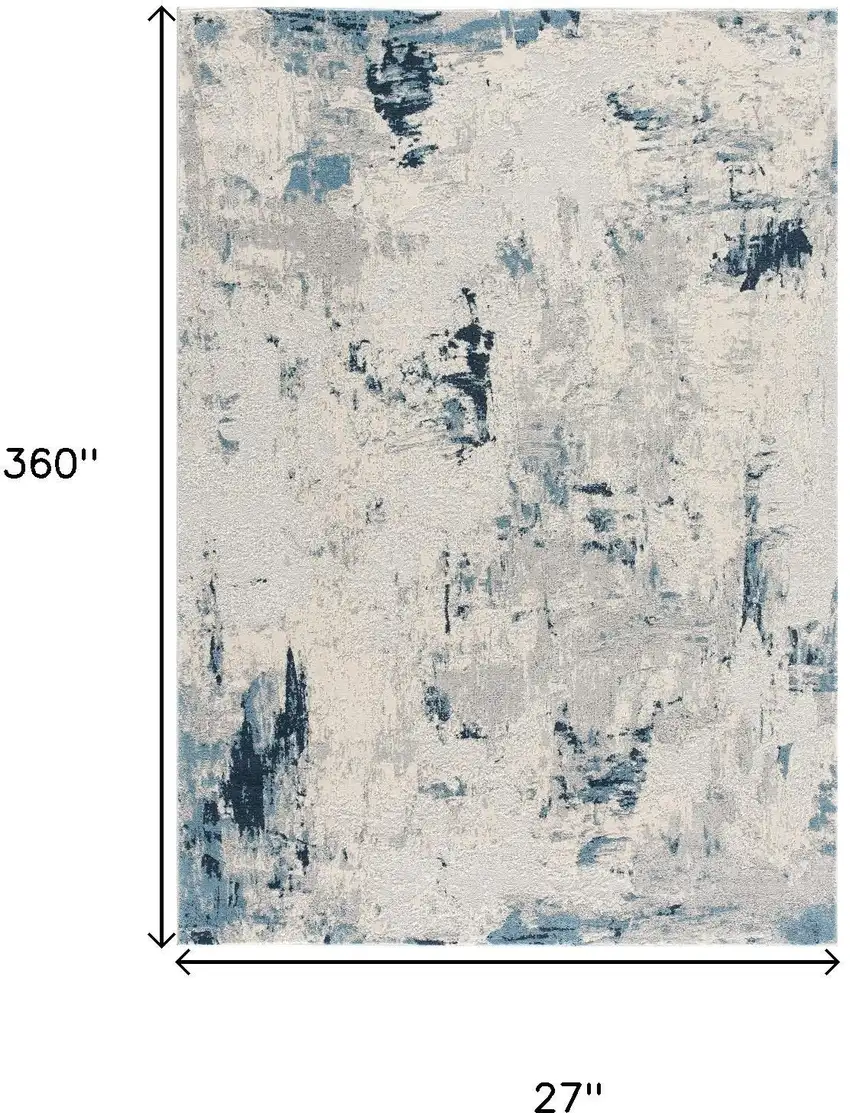 Blue Beige And Gray Abstract Area Rug Photo 5