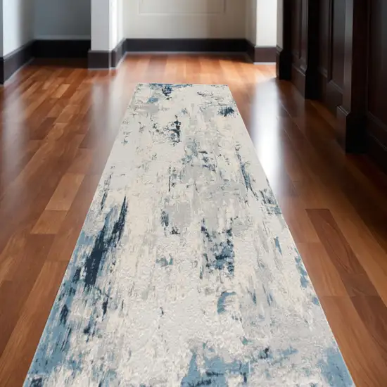 Blue Beige And Gray Abstract Area Rug Photo 1