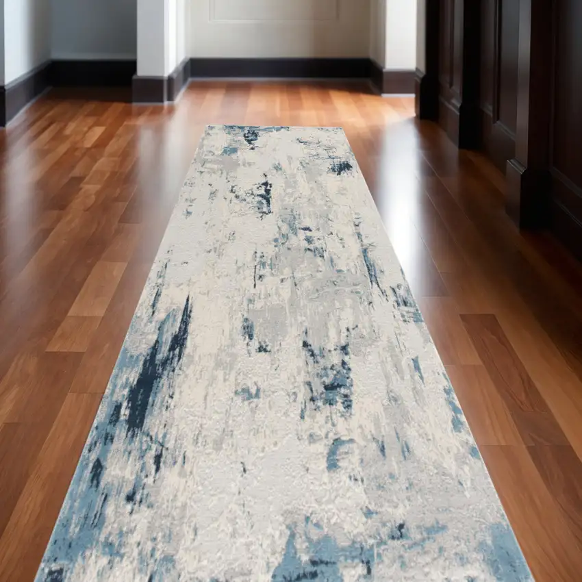 Blue Beige And Gray Abstract Area Rug Photo 1