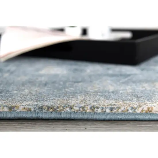Blue Beige And Gray Abstract Area Rug Photo 7