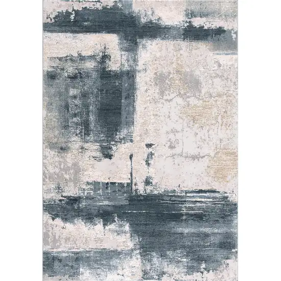 Blue Beige And Gray Abstract Area Rug Photo 2