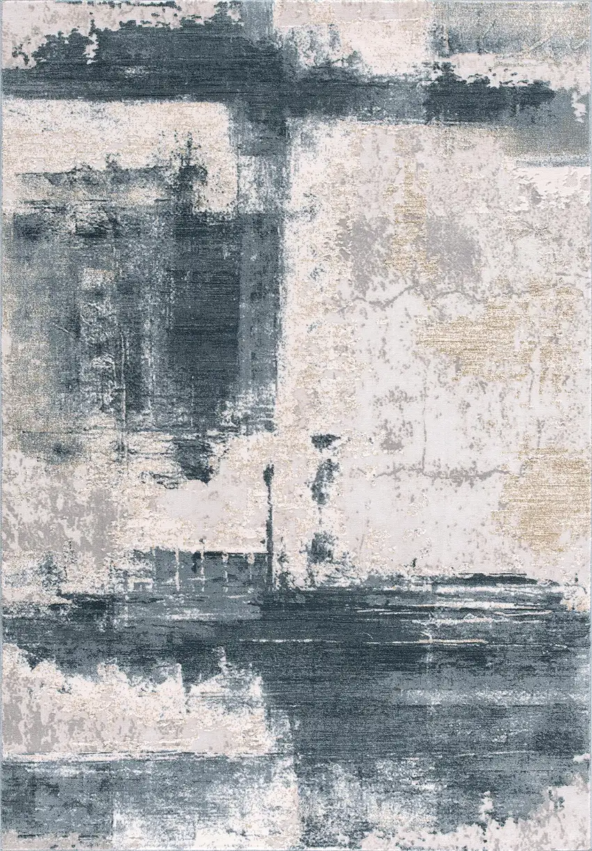 Blue Beige And Gray Abstract Area Rug Photo 2