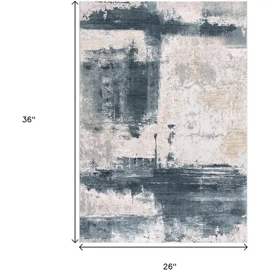 Blue Beige And Gray Abstract Area Rug Photo 3