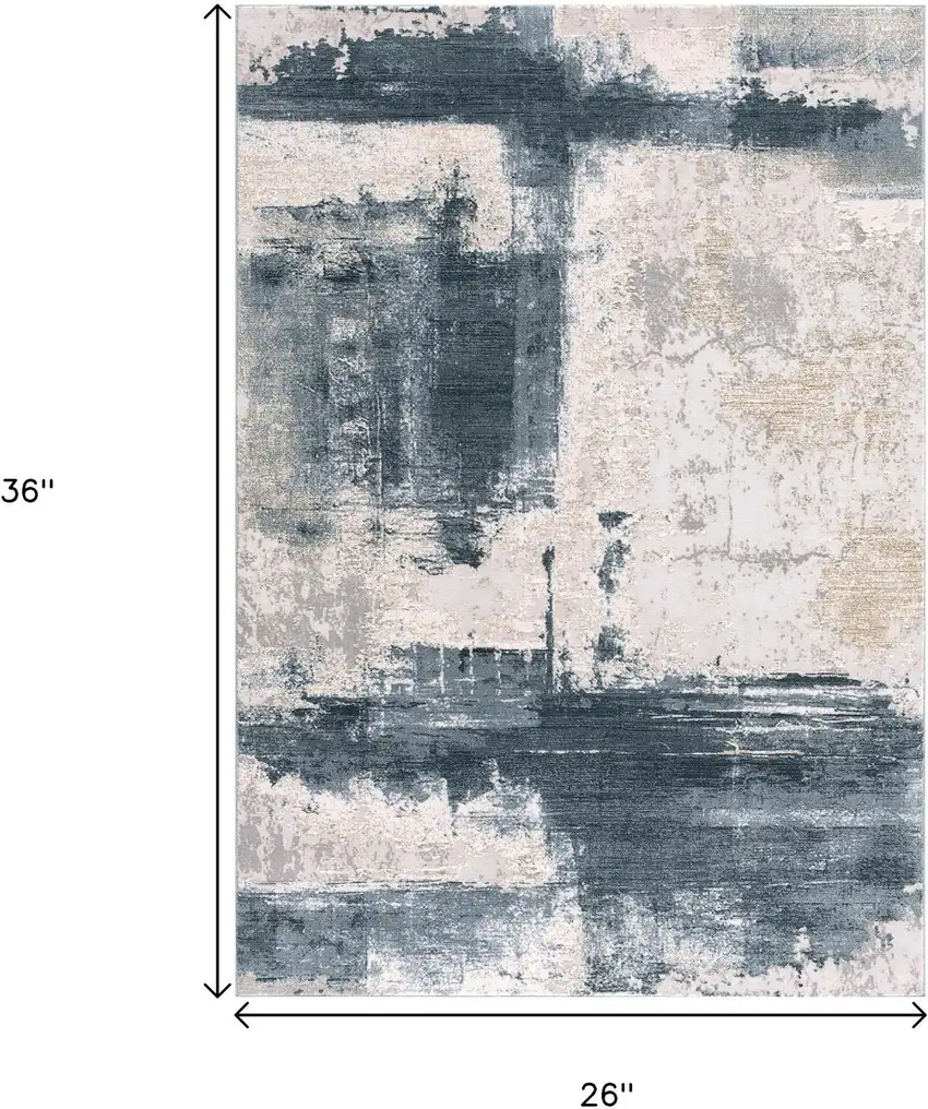 Blue Beige And Gray Abstract Area Rug Photo 3