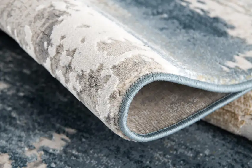 Blue Beige And Gray Abstract Area Rug Photo 6