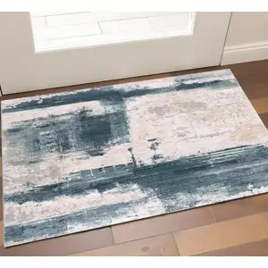 Photo of Blue Beige And Gray Abstract Area Rug
