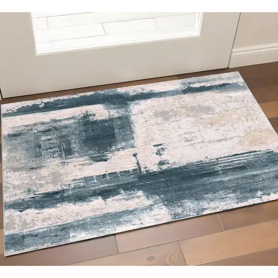 Blue Beige And Gray Abstract Area Rug Photo 1