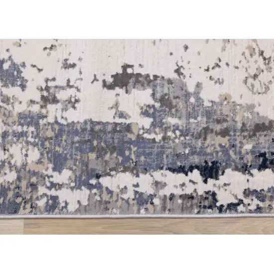 Blue Beige And Gray Abstract Area Rug Photo 8