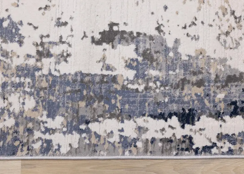 Blue Beige And Gray Abstract Area Rug Photo 8