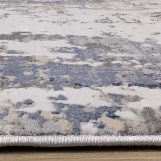 Blue Beige And Gray Abstract Area Rug Photo 9