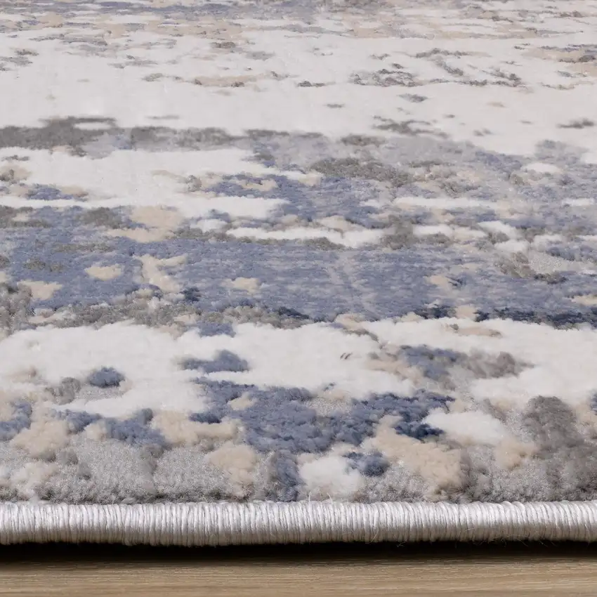 Blue Beige And Gray Abstract Area Rug Photo 9