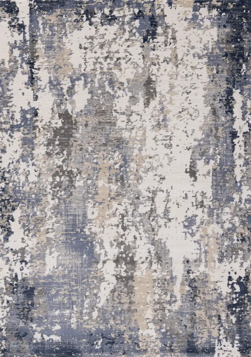 Blue Beige And Gray Abstract Area Rug Photo 2