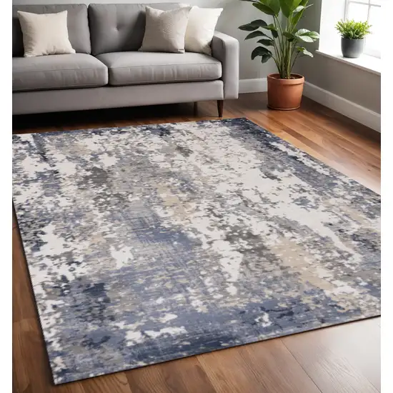 Blue Beige And Gray Abstract Area Rug Photo 1