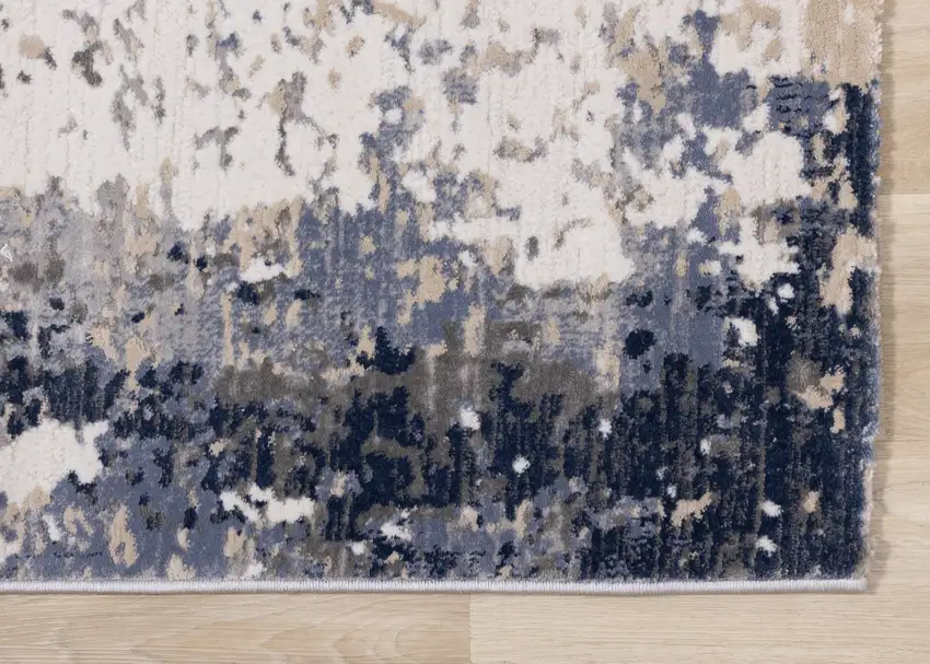 Blue Beige And Gray Abstract Area Rug Photo 8