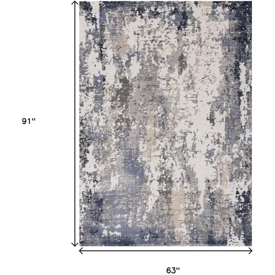 Blue Beige And Gray Abstract Area Rug Photo 3