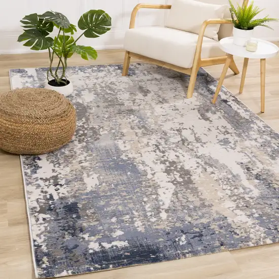 Blue Beige And Gray Abstract Area Rug Photo 4