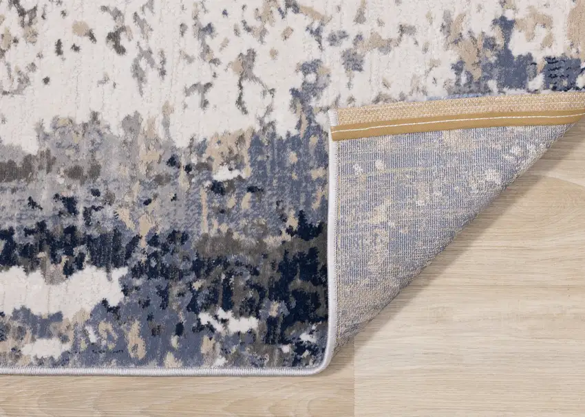 Blue Beige And Gray Abstract Area Rug Photo 8