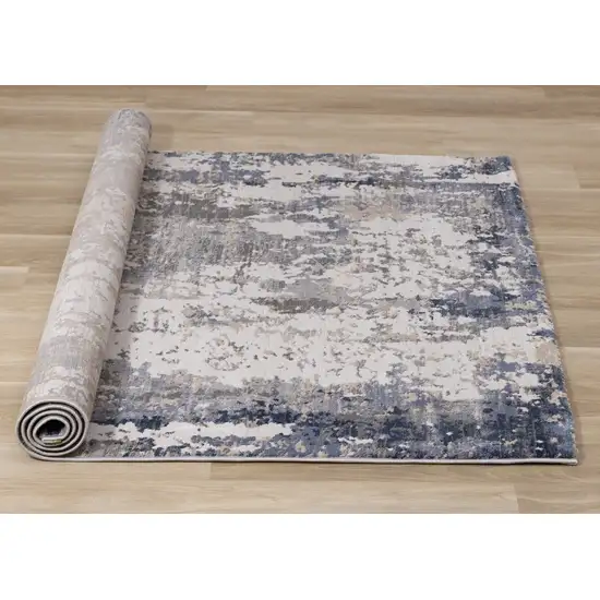 Blue Beige And Gray Abstract Area Rug Photo 9