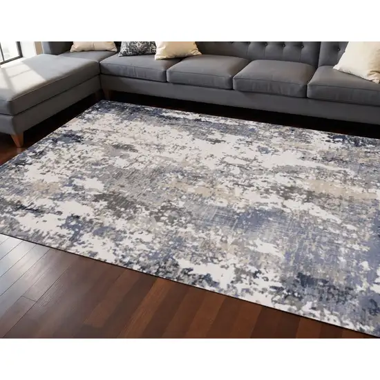Blue Beige And Gray Abstract Area Rug Photo 1