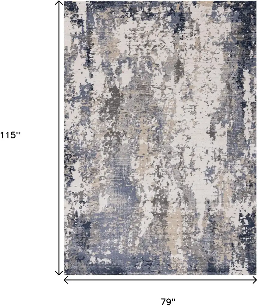 Blue Beige And Gray Abstract Area Rug Photo 3