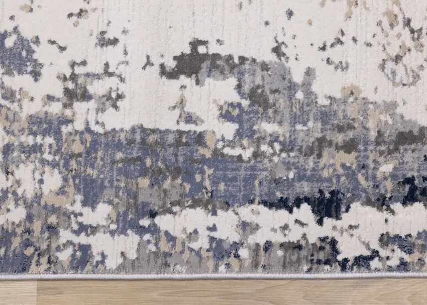 Blue Beige And Gray Abstract Area Rug Photo 9