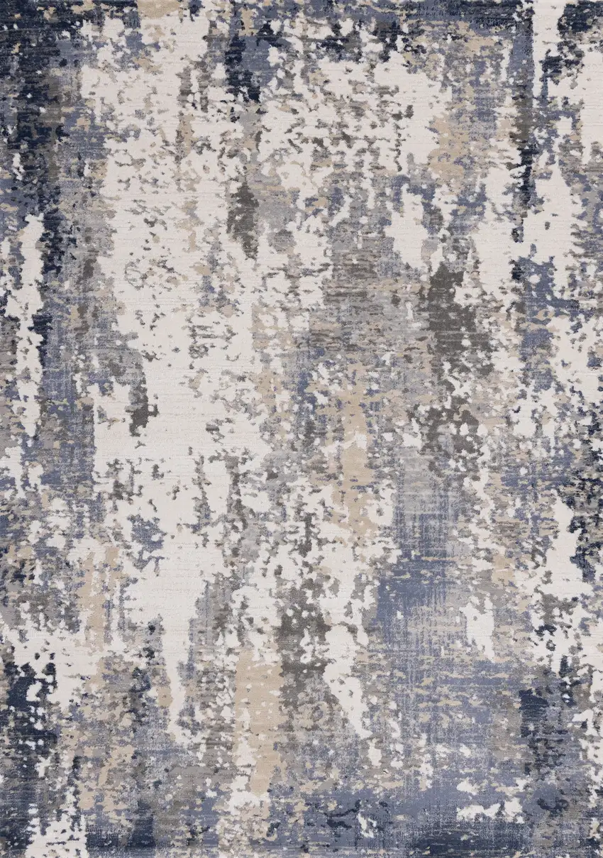 Blue Beige And Gray Abstract Area Rug Photo 4